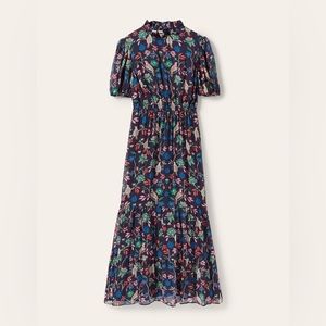 Boden Puff sleeve tiered maxi dress in Navy Floral Print US10